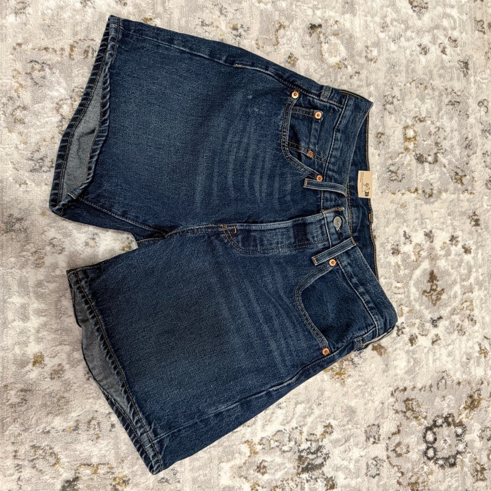 Levi's Dark Blue Cropped Denim Shorts